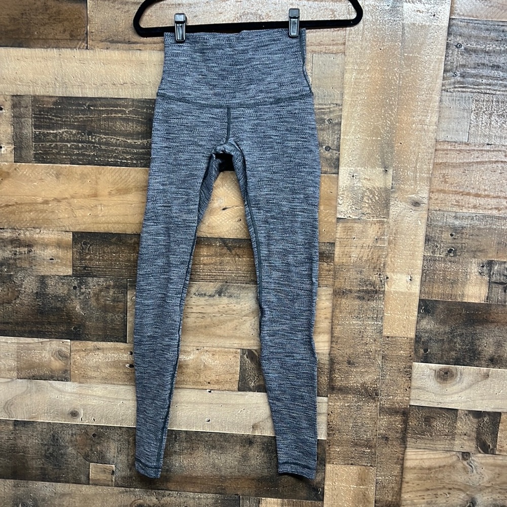 Lululemon High Rise Wunder Under Pant III Legging‎ Coco Pique White Gray Women 4
